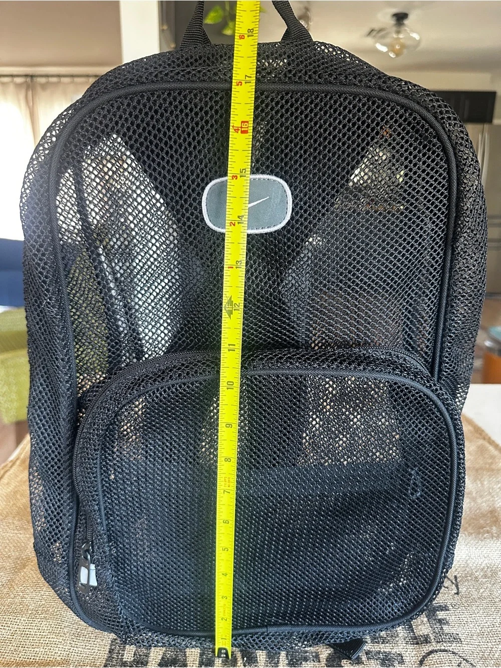 NIKE Black Mesh Men's Backpack with Front Zip Pocket